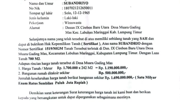 Terancam Pidana, Kades Muara Gading Mas Diduga Manipulasi Harga Tanah