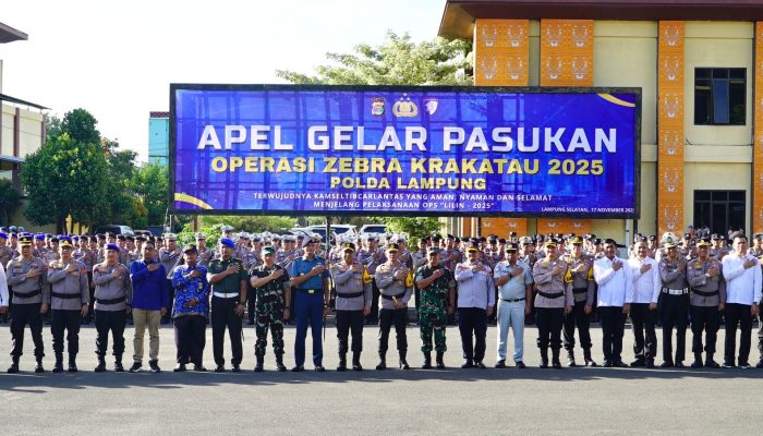 Kasdam XXI/Radin Inten Hadiri Apel Gelar Pasukan Operasi Zebra Krakatau 2025 Polda Lampung