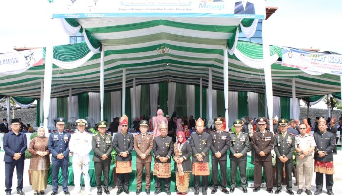 Kasrem 043/Gatam Hadiri Upacara Peringatan HUT Kabupaten Mesuji ke-17, HUT PGRI ke-80, HUT KORPRI ke-54, dan Hari Pahlawan 2025