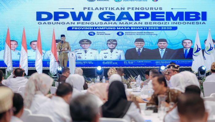 Pelantikan Pengurus Gapembi Lampung 2025-2030, Gubernur Rahmat Mirzani Djausal Dorong MBG Jadi Instrumen Strategis Putar Roda Ekonomi dari Tingkat Desa