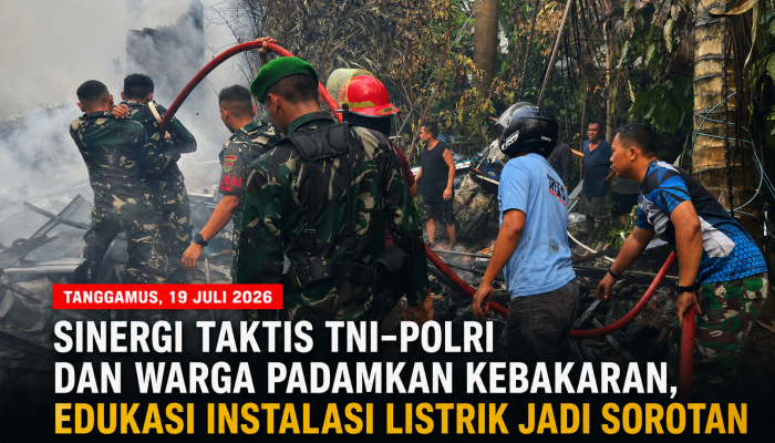 Sinergi Taktis TNI-Polri dan Warga Padamkan Kebakaran di Tanggamus, Edukasi Instalasi Listrik Jadi Sorotan