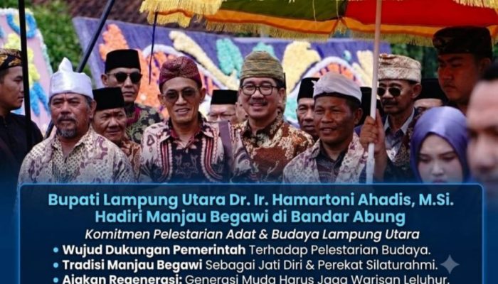 Bupati Lampung Utara Hadiri Prosesi Adat “Manjau Begawi” di Bandar Abung